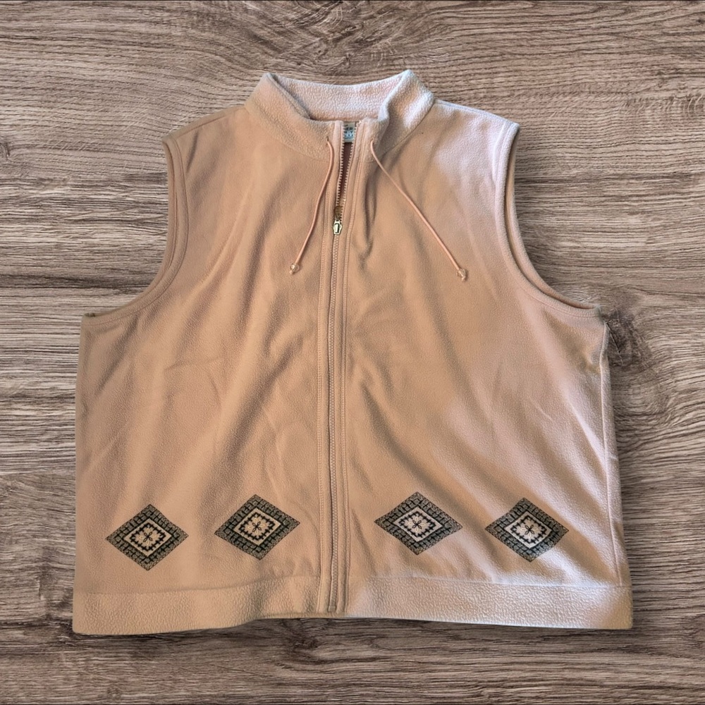 Liz Claiborne Pink Fleece Vest Jacket - Plus Size - 2X